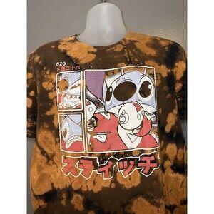 Disney Stitch Shirt Mens XL Brown Bleach Tie Dye Graphic Tee Lilo & Stitch